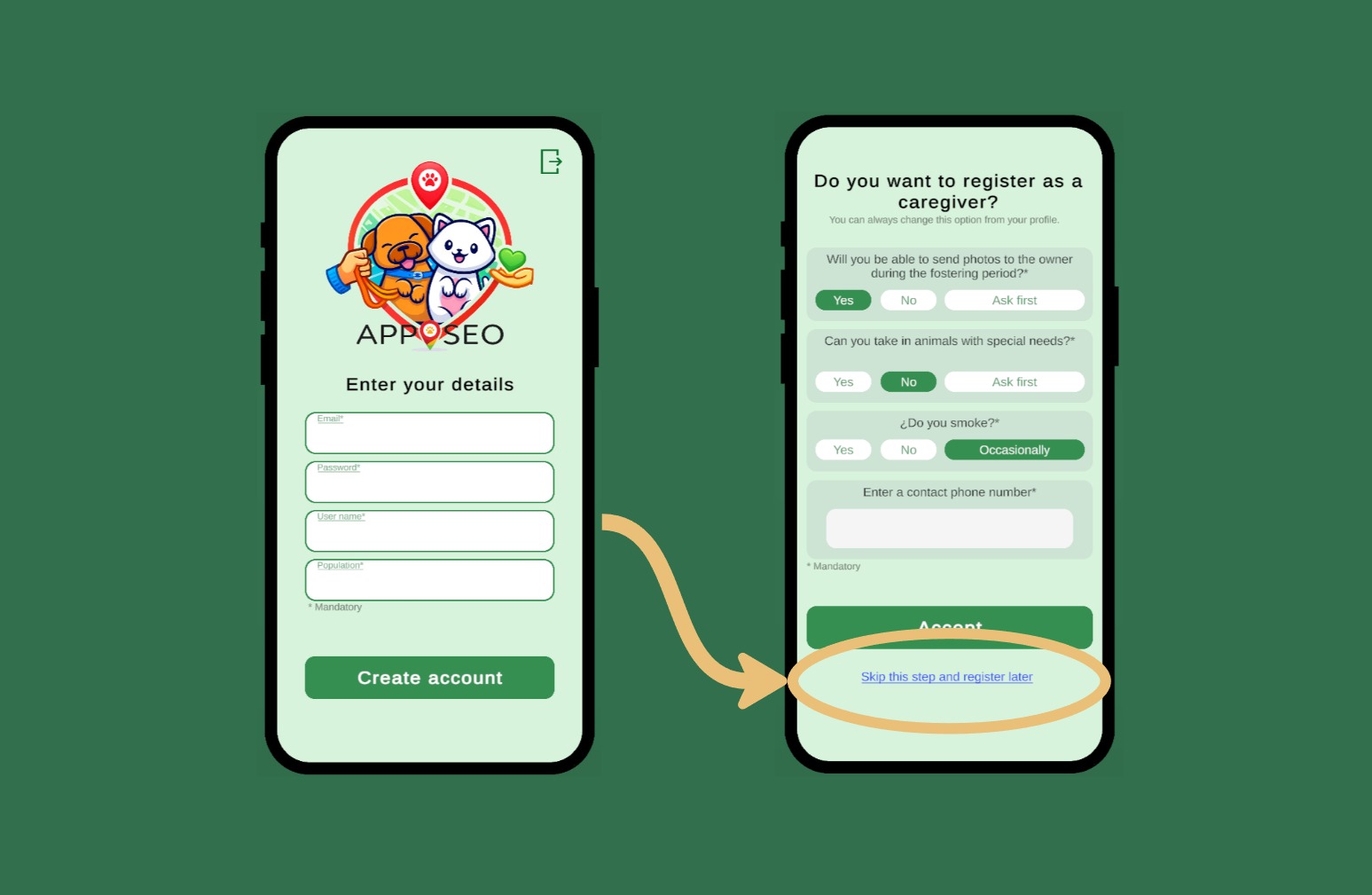 APPASEO registration screen