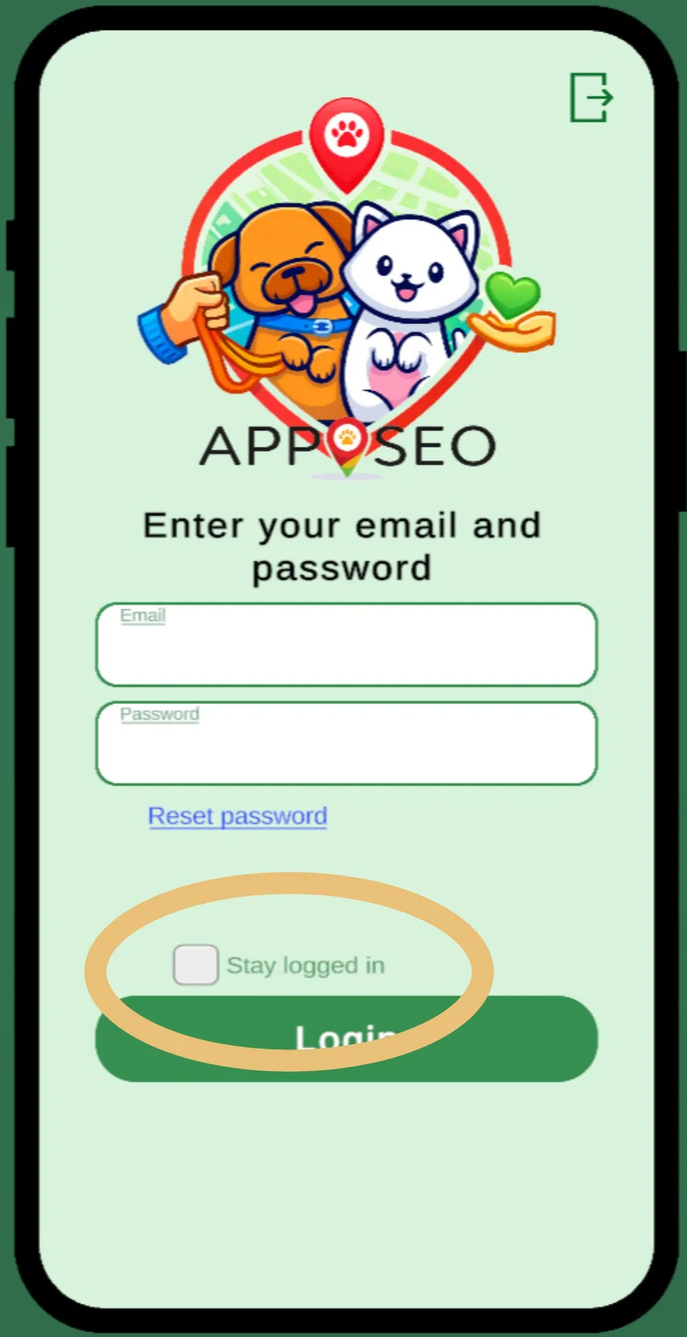 APPASEO login screen