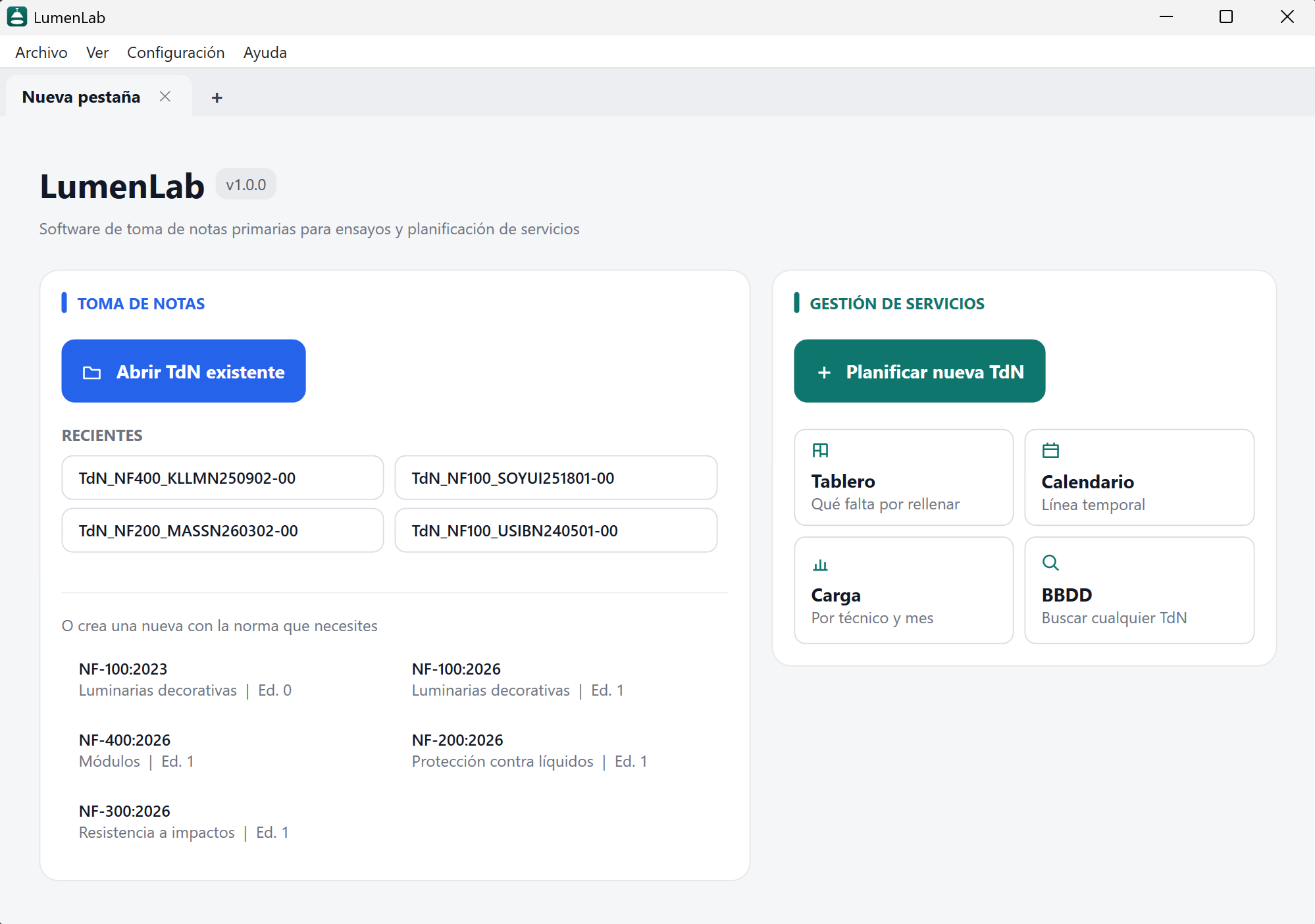 Laboratory notes and project management software screenshot